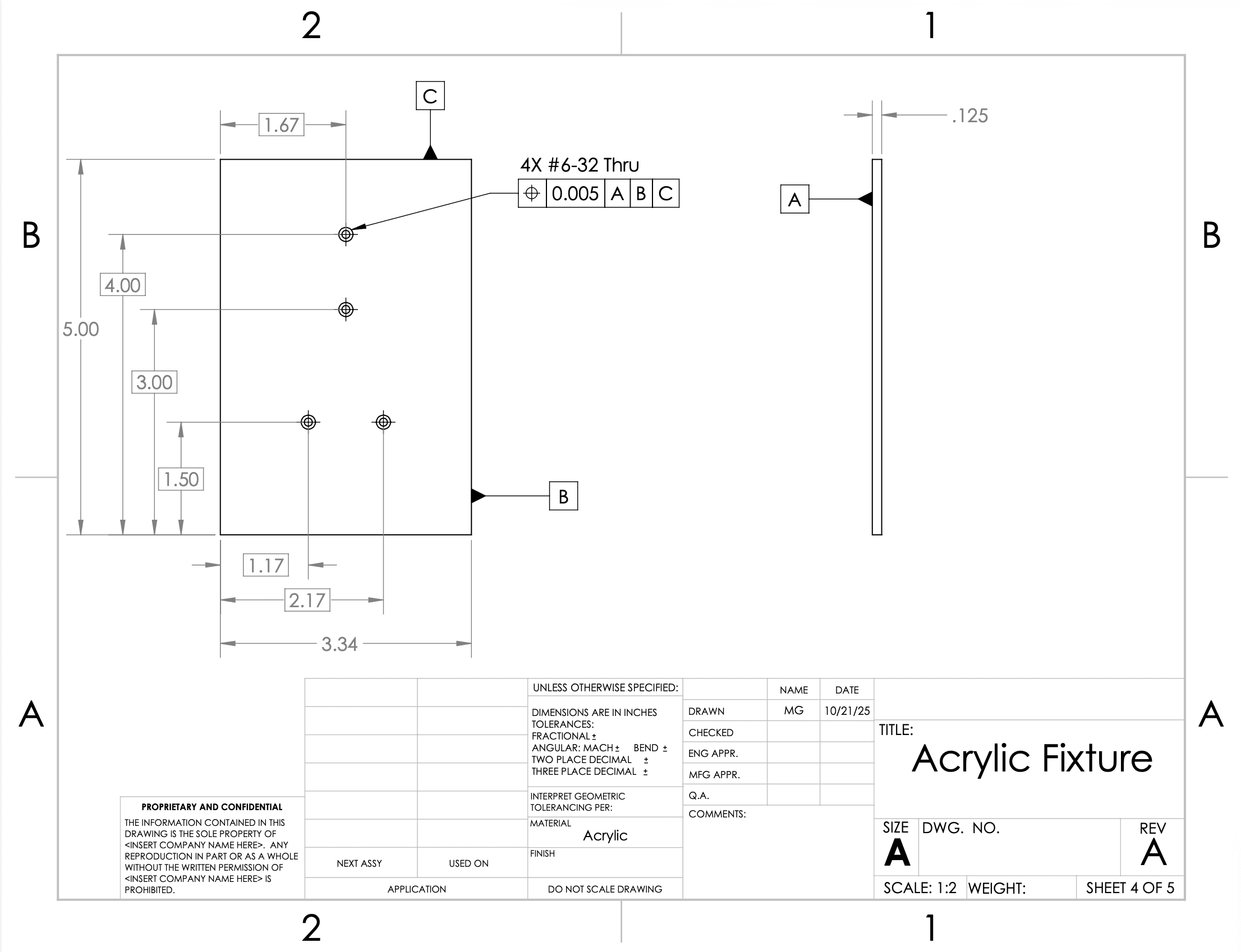 Pingu acrylic fixture technical drawing