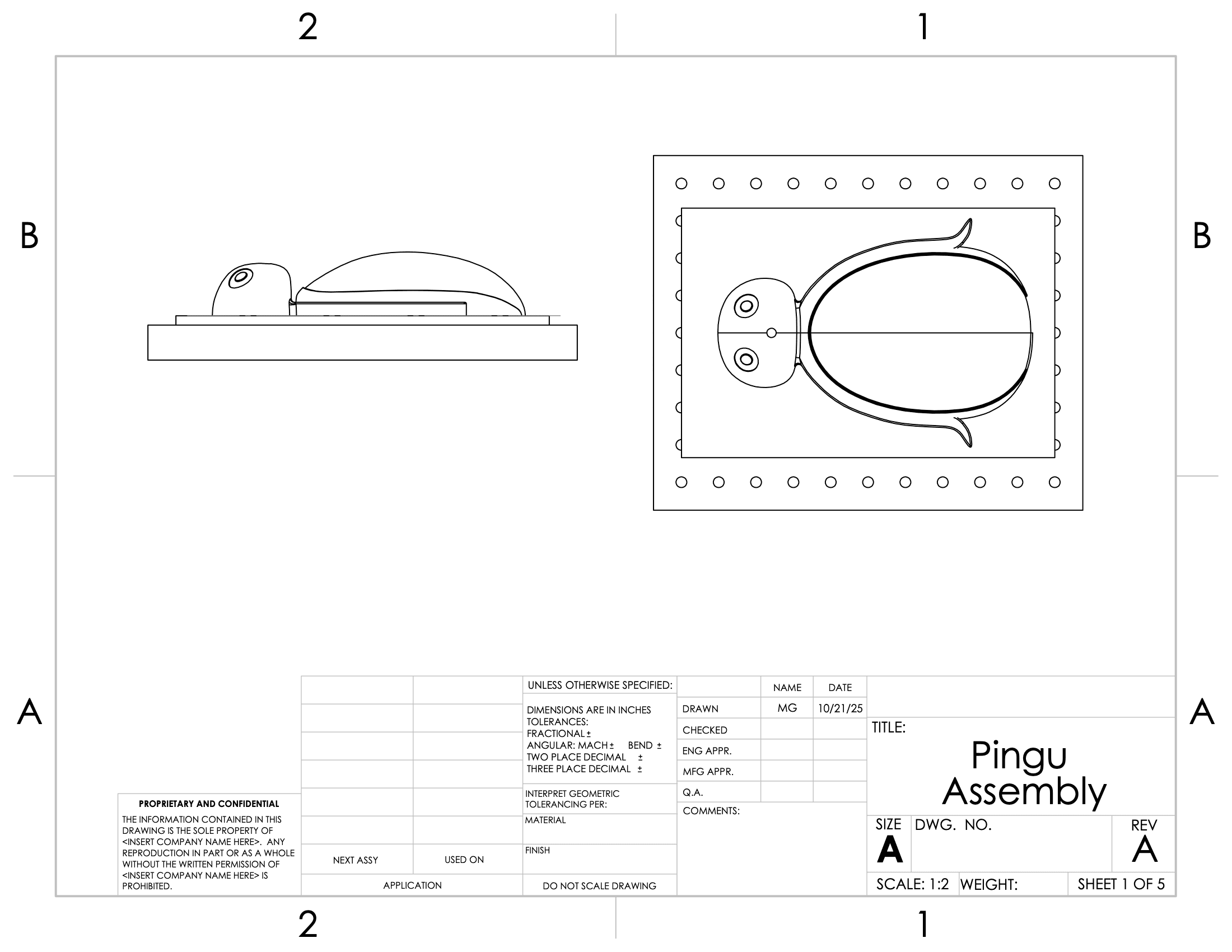Pingu assembly technical drawing