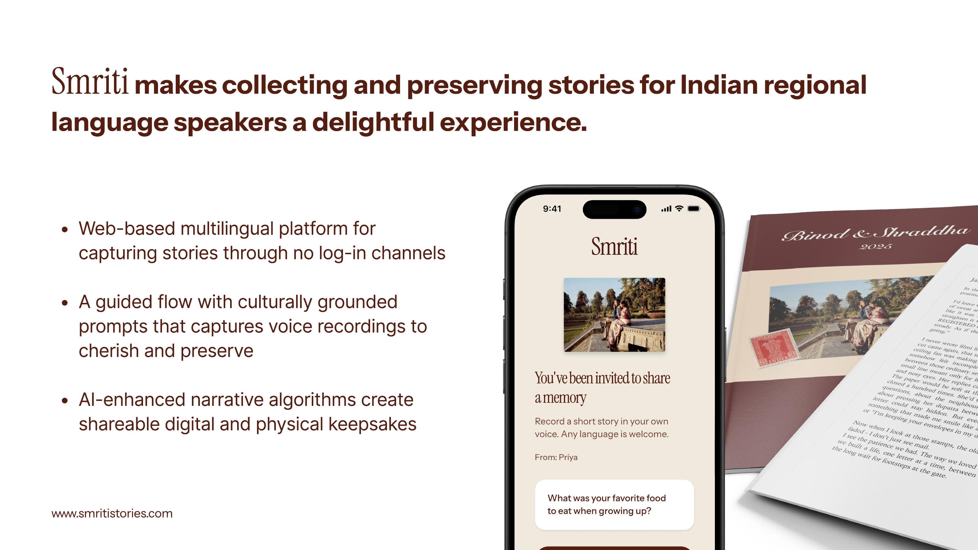 Smriti product overview slide