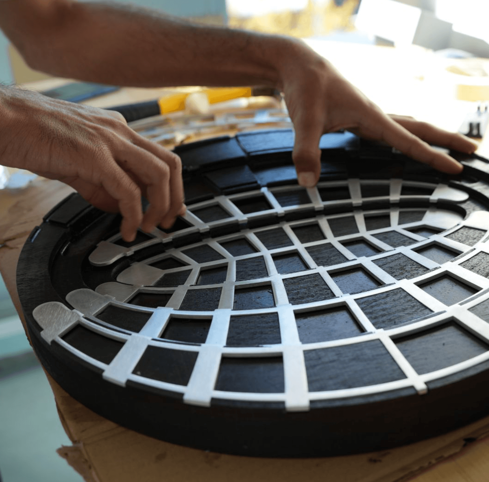 Space Chess board finishing and aluminum insert integration