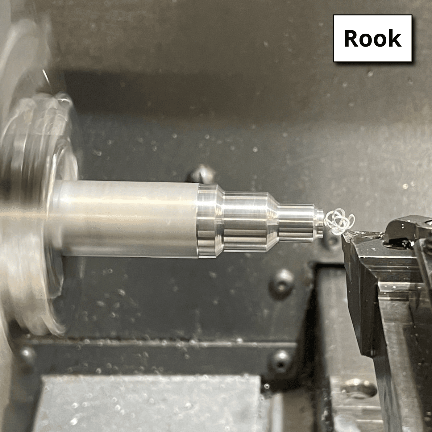 Turned rook rocket piece for Space Chess
