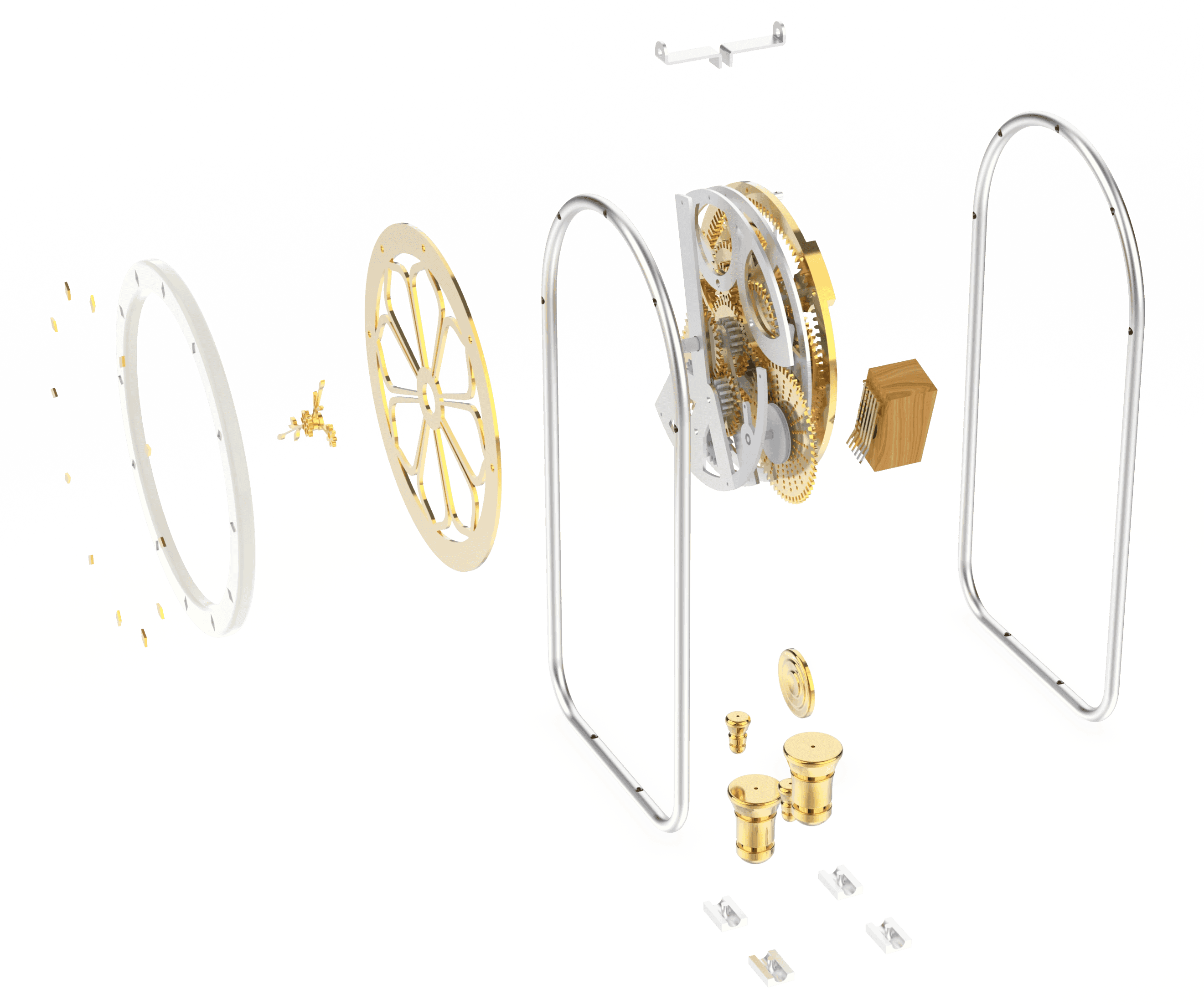 Exploded view of the clock assembly