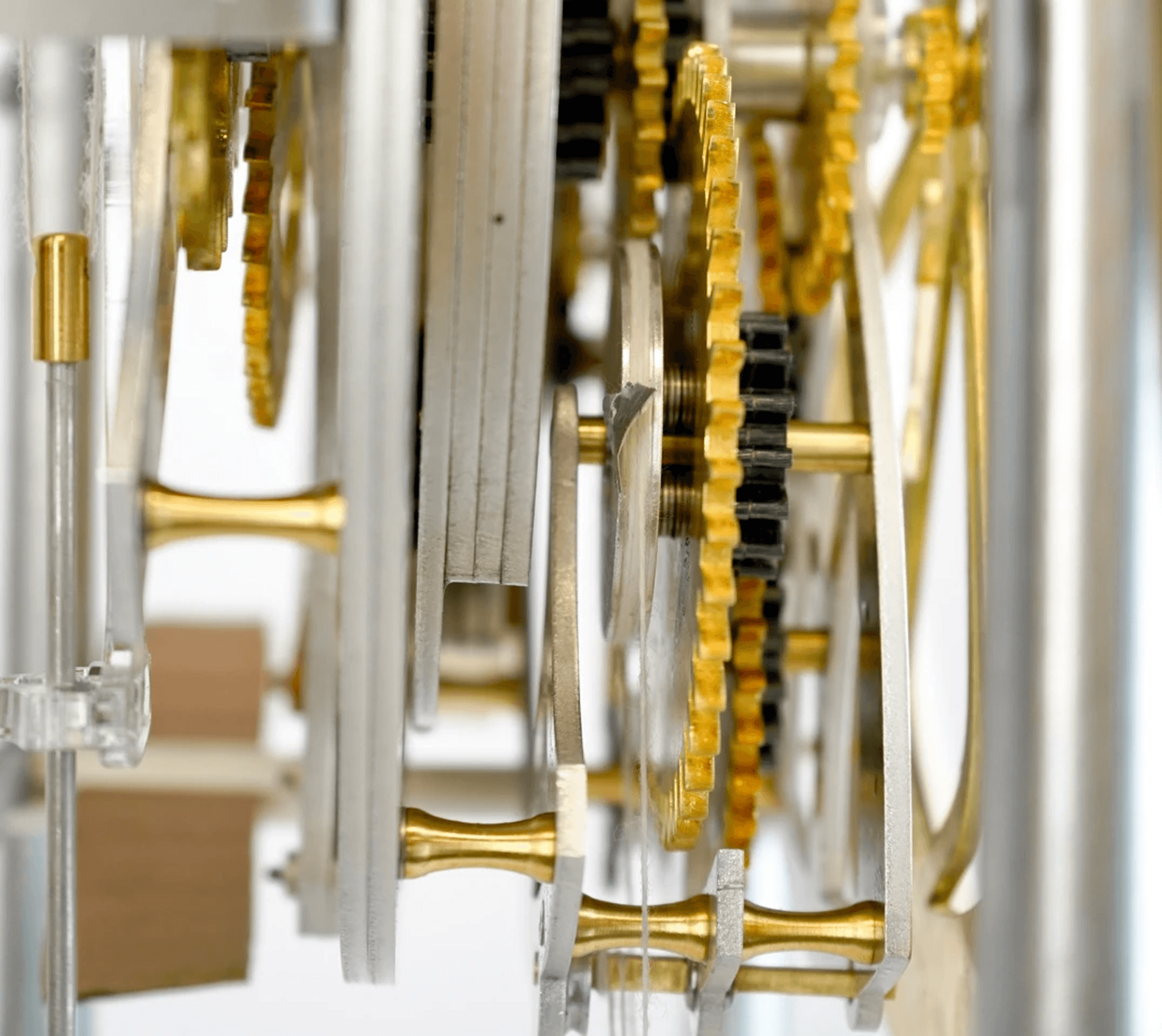 Clock connectors and shafts close-up