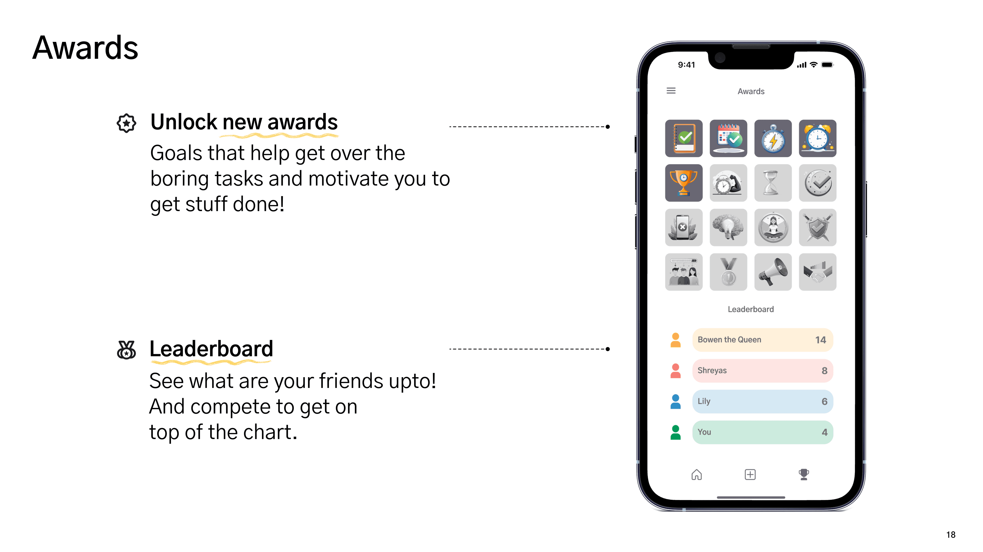 TimeWise awards screen