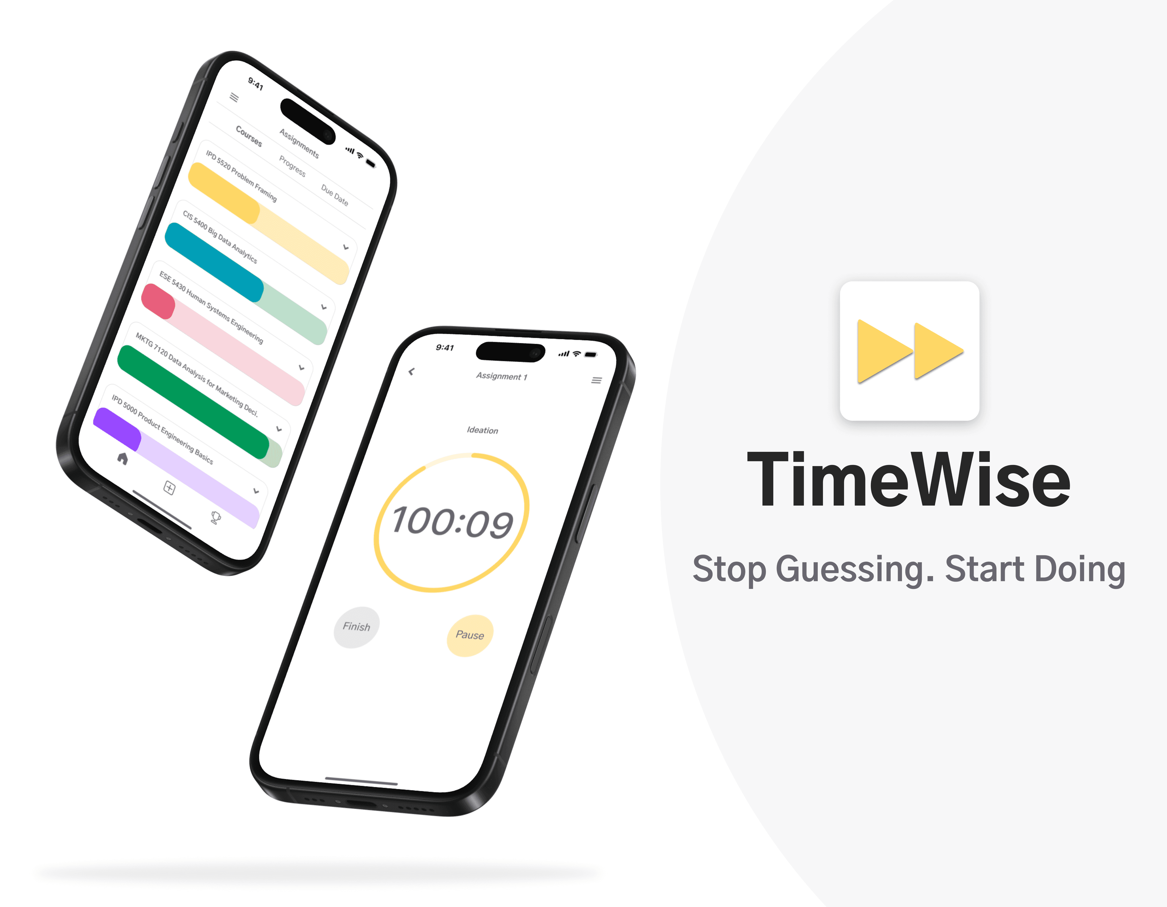 TimeWise app screens and logo